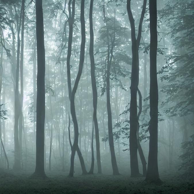 A stunning and ethereal landscape of a misty forest