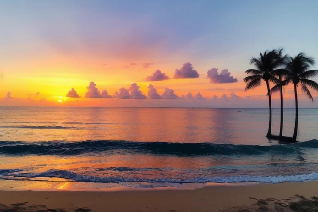 A breathtaking sunset over a serene ocean
